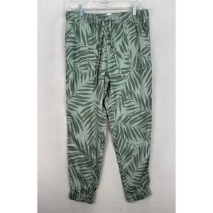 C&C California Women's Sz M Green Leaf Floral 100% Lyocell Pull On Pants Joggers